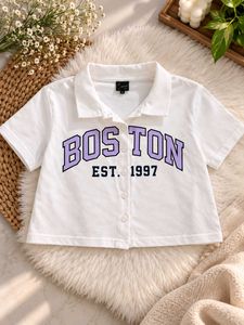White Cropped "Boston" Collared Top