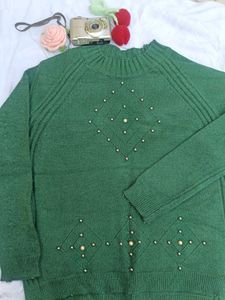 Emerald Green Embellished Sweater