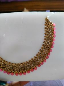 Pink And Bronze Golden Necklace