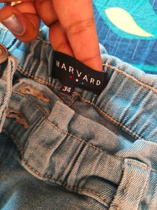 Light Wash Denim Jeans with Elastic Waist