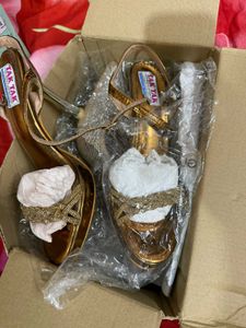 Elegant Gold Embellished Heels