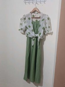 Green Polka Dot Dress &amp; Shrug