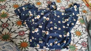 Navy Floral Print Top with Tie Detail
