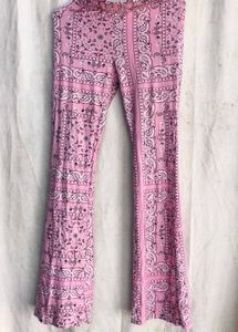 Pink Bandana Print Flare Pants