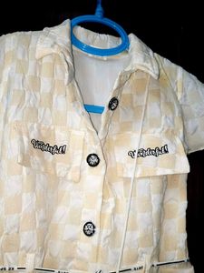 brand new Cream Textured Button-Up Dress