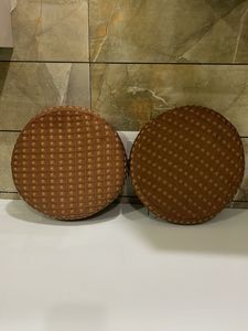 Set of 2 Round Woven Decorative Pillows