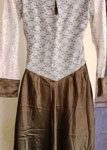 Elegant Brown & Lace Party Dress