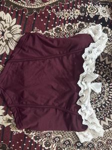 Burgundy Lace Trim Briefs
