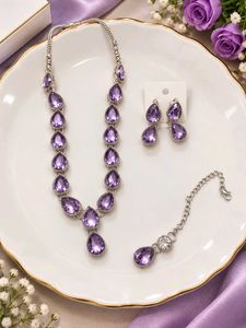 Elegant Purple Crystal Jewellery Set