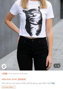 Cute Cat Graphic Crop T-Shirt