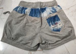 Cute Grey Shorts with Blue Denim Accents