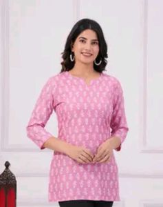 Pink Printed short Kurti