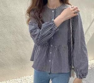 Cute Checkered Peplum Top