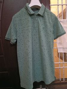 Men's Green Printed Polo T-Shirt