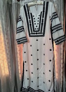 White Kurta with Black Embroidery | Elegant &amp; Styl