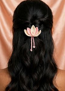 Crocheted Lotus Flower Hair Clip