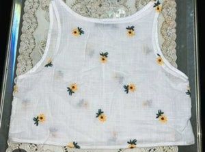 Embroidered Sunflower Crop Top