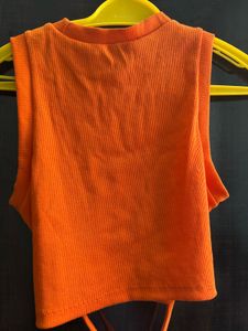 Orange Ribbed Tank Top