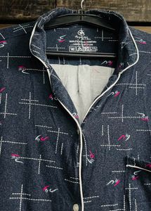 Printed Button-Down Pajama Top Night suit