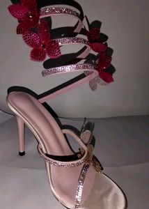 Rhinestone floral one-strap fairy sandals