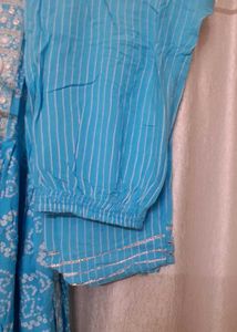 Blue Printed Kurta Set with Dupatta