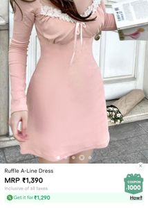 Pink Mini Dress with Lace Trim