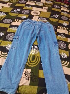 Blue Denim Cargo Jeans