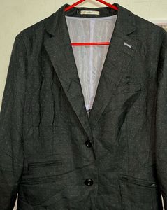Chic Black Polka Dot Blazer