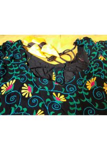 Floral Embroidered Yellow Designer Saree