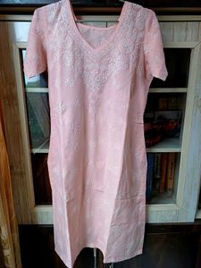 Peach colored Embroidered Kurta + Patiala Salwar