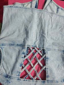 Glaiyor Denim Vest with Cutout Back