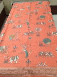Unsttiched Suit with Elephant & Peacock Print