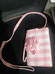Cute Pink Gingham Crossbody Bag