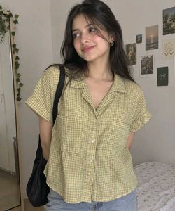 Cute Gingham Button-Up Shirt