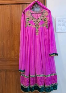 Fancy Net Velvet Anarkali Gown Set😍