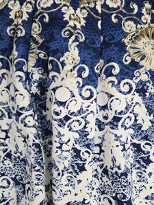 Navy Blue Baroque Print Dress