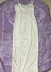 Newme White Bodycon Slit Maxi Dress
