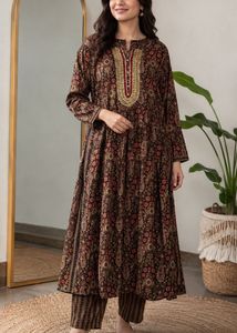 Beautiful Printed Kurta with Embellished Neckline✨