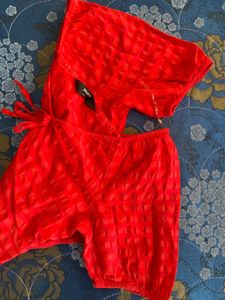 Smocked Red Crop Top