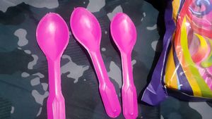 50 Pink Plastic Spoon