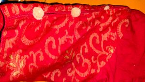 Stunning Red Blouse with Lace Sleeves