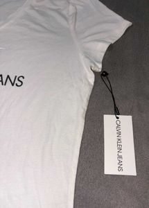Calvin Klein Jeans White V-Neck Tee