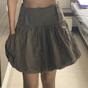 Olive Bubble Mini Skirt