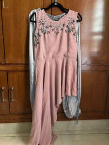 Embroidered Asymmetrical Kurta with Dhoti Pants