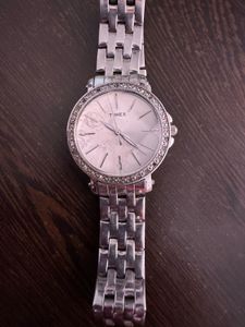 Timex Women's Silver Watch with Rhinestones