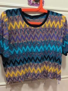 Boho Zigzag Pattern Knit Top