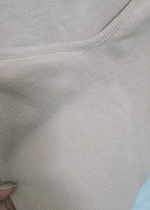 Beige Square Neck Crop Top