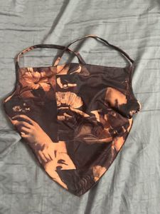 Trendy Graphic Print Halter Top