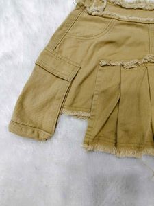 SHEIN Khaki Distressed Mini Skirt