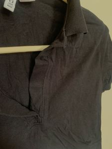 Black Cropped Polo Shirt